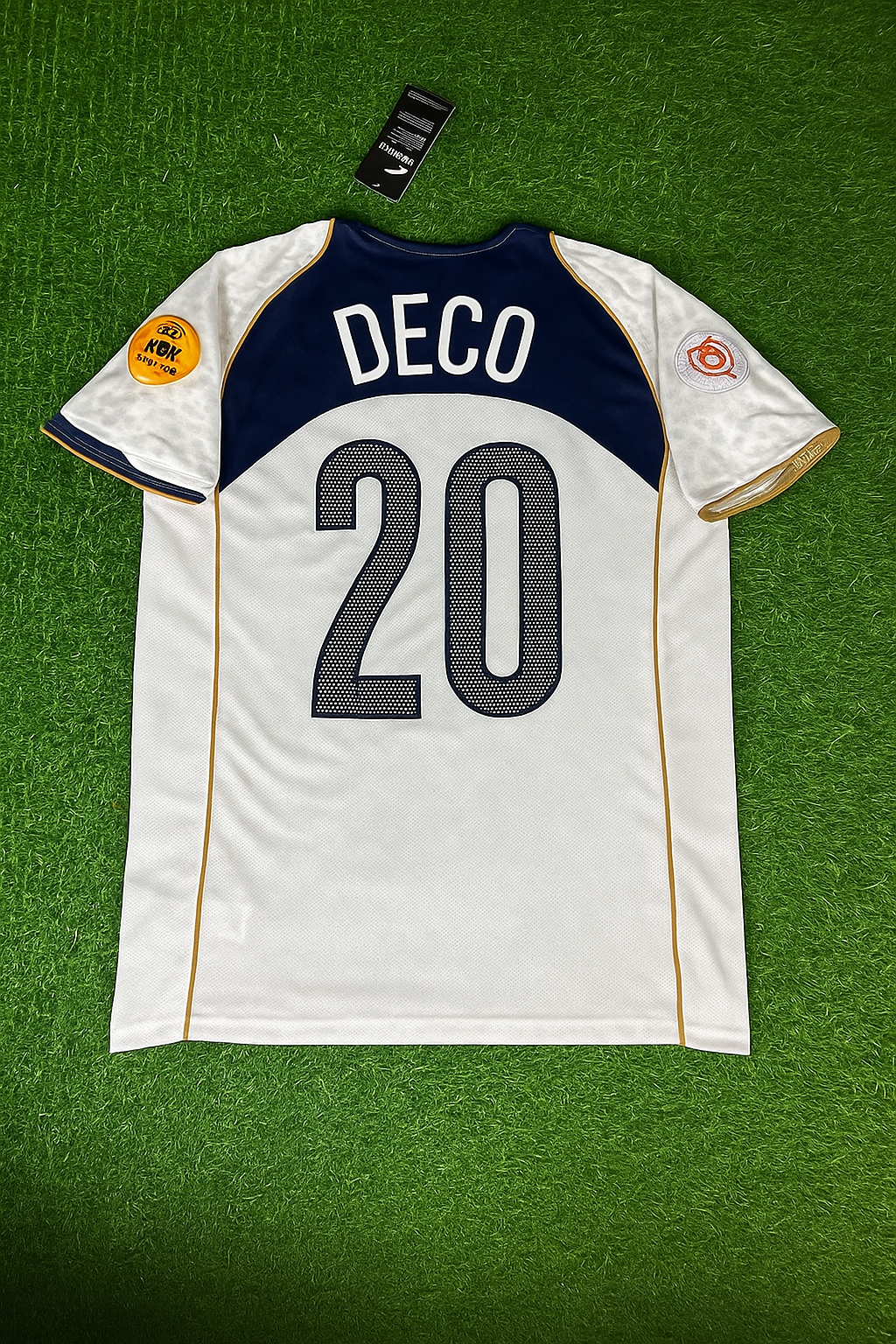 Deco #20 Portugal EURO 2004 Retro White Away Soccer Kit Jersey Trikot Soccer Shirt Pulses Football