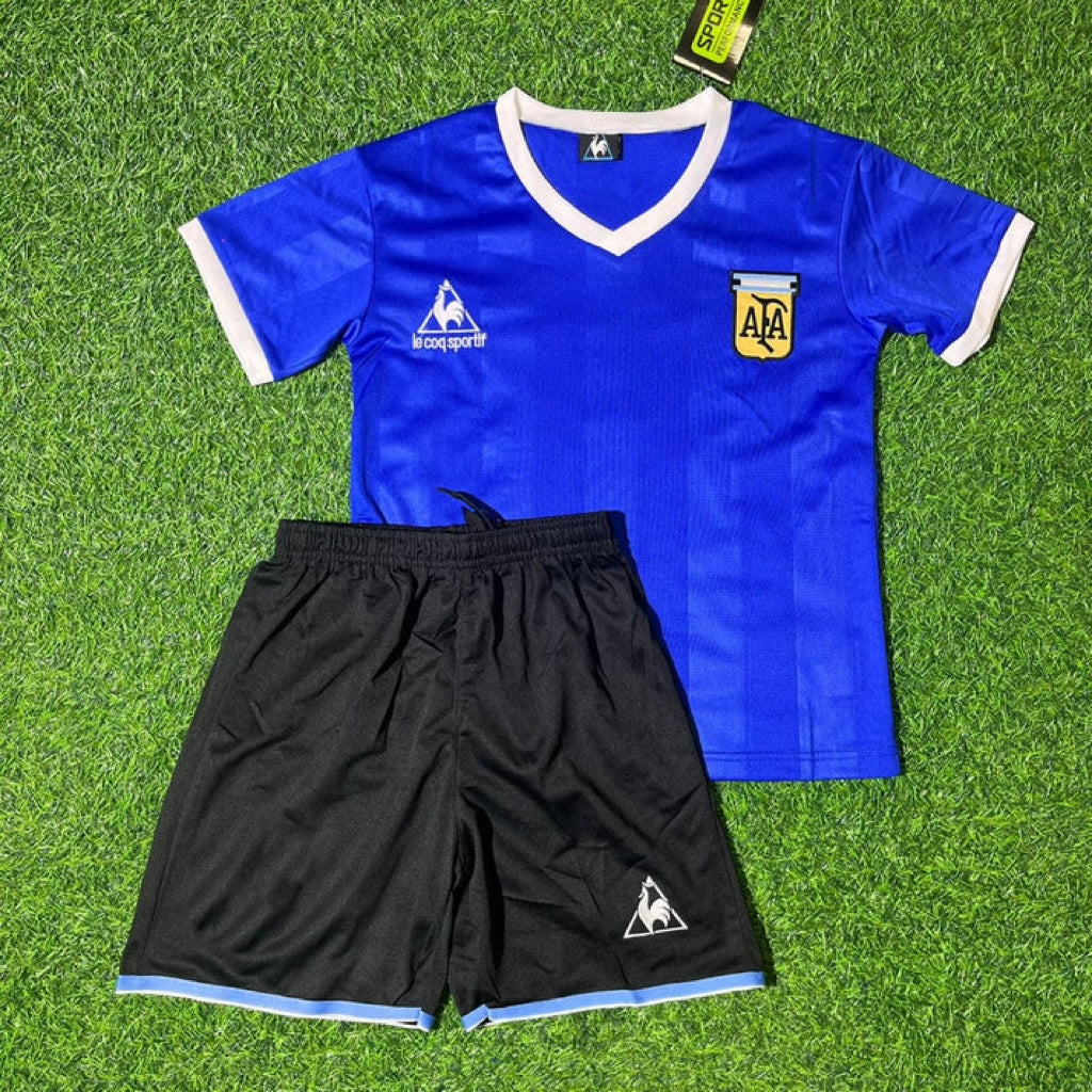 Lionel Messi 10- Argentina Blue Kids Retro Football Jersey Kit Pulses Football