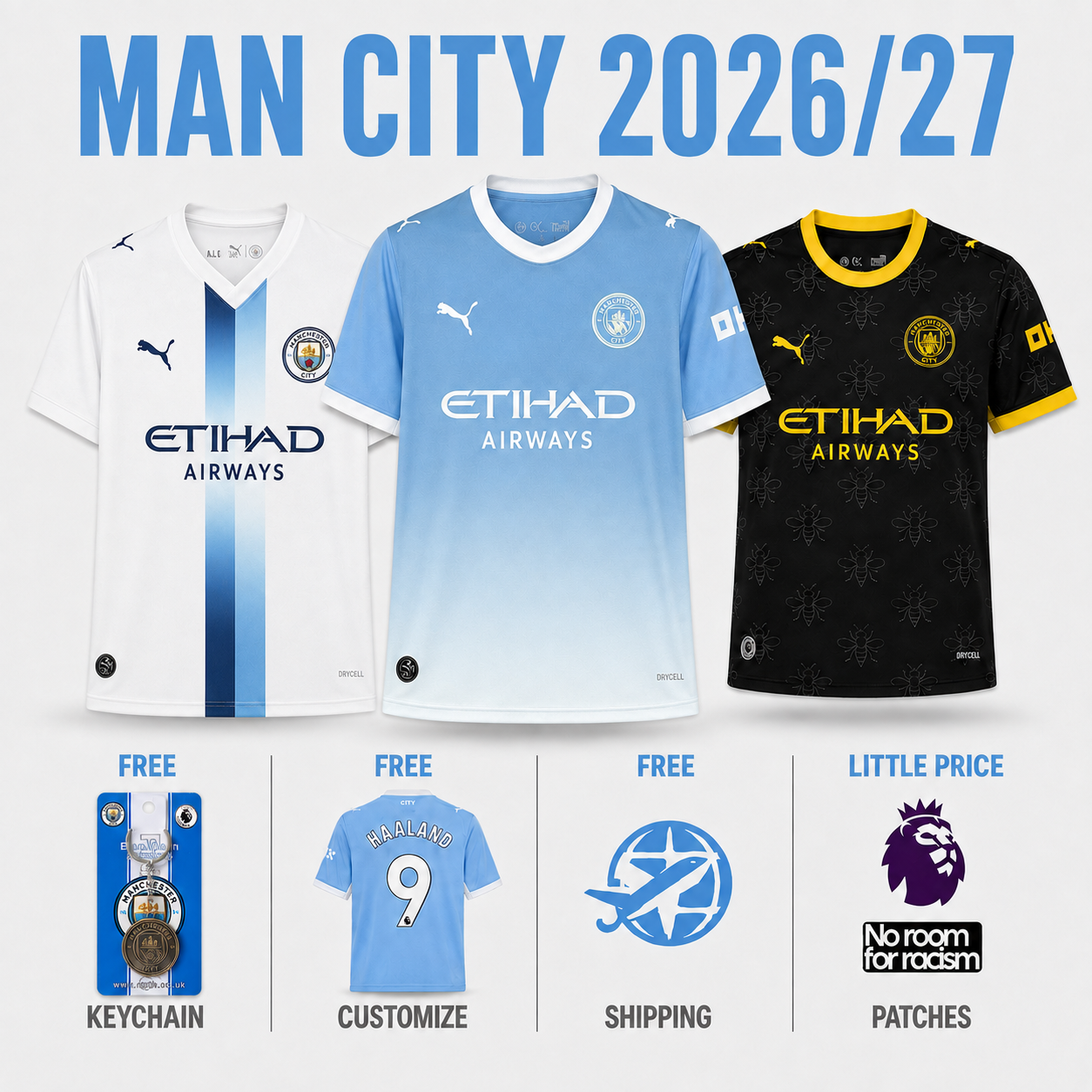COMBO Manchester City 26/27 - Home, Away and Third - Fan Version Pulses Football