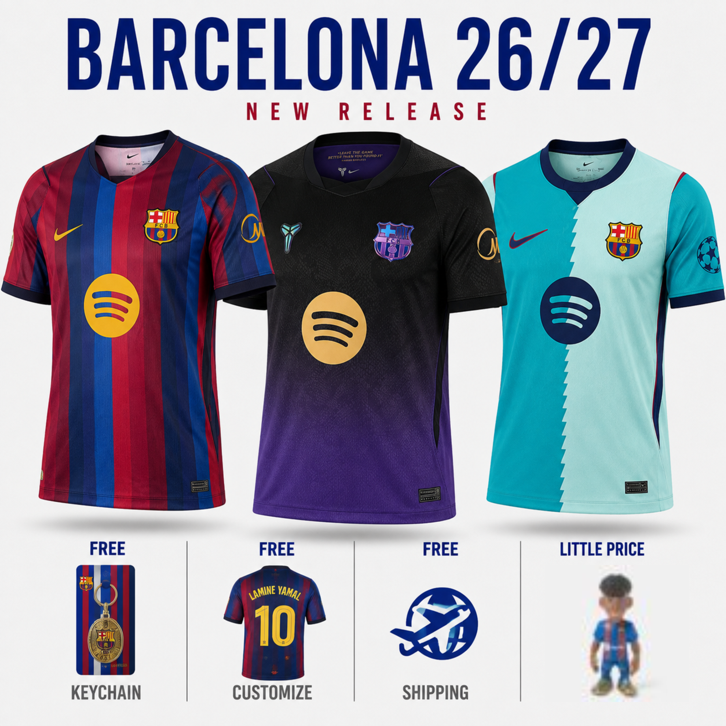Kit 3 Fan Jerseys Barcelona 2026/27 Pulses Football