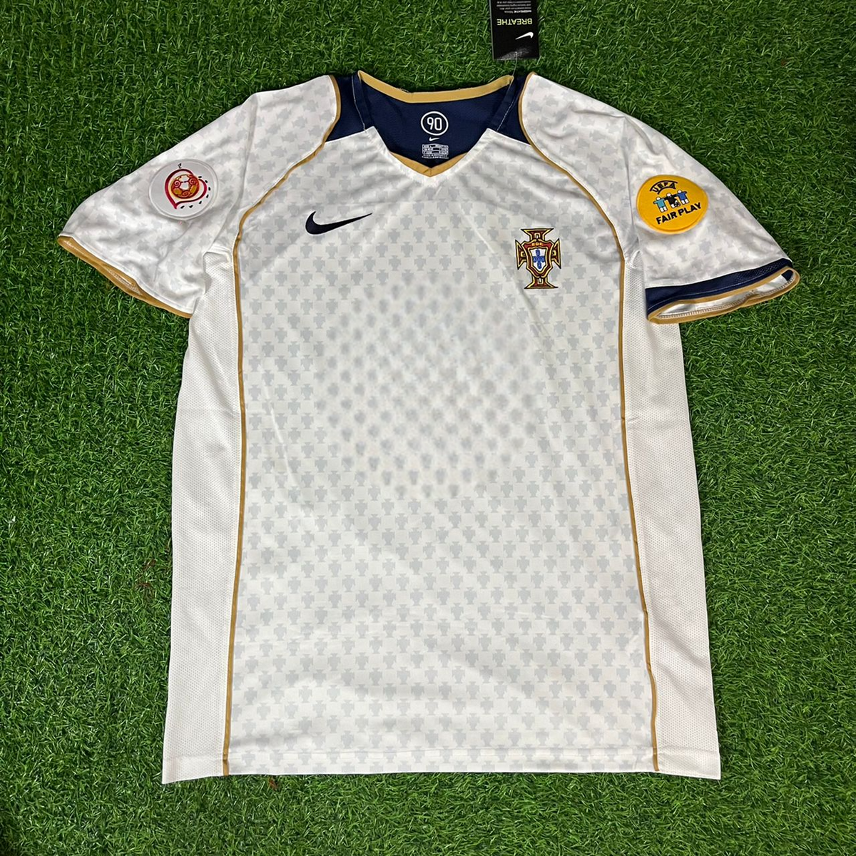 Deco #20 Portugal EURO 2004 Retro White Away Soccer Kit Jersey Trikot Soccer Shirt Pulses Football