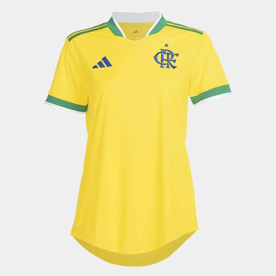 Camisa Feminina Flamengo Brasil 2026 - Amarelo+Verde Pulses Football