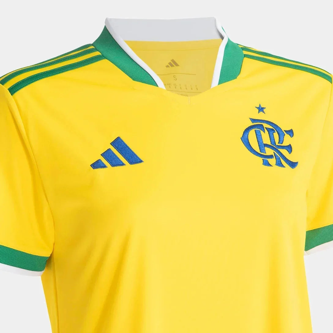 Camisa Feminina Flamengo Brasil 2026 - Amarelo+Verde Pulses Football