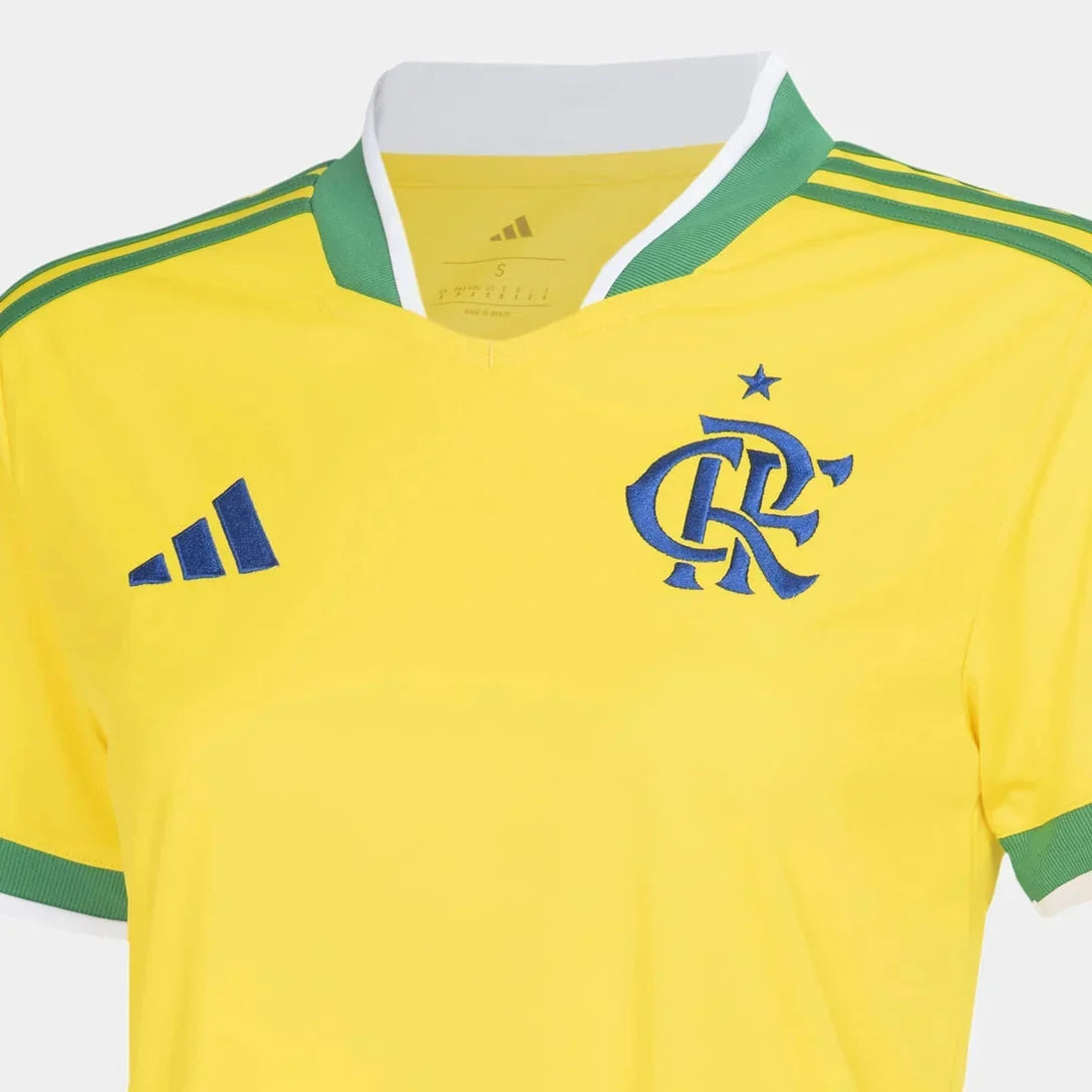 Camisa Feminina Flamengo Brasil 2026 - Amarelo+Verde Pulses Football