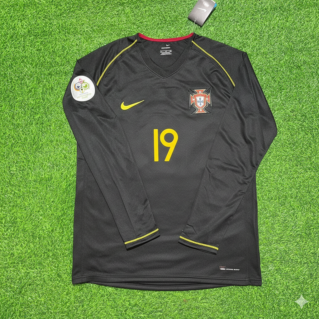 Tiago Mendes Portugal 2006 World Cup Long Sleeve Black Retro Football Jersey Pulses Football