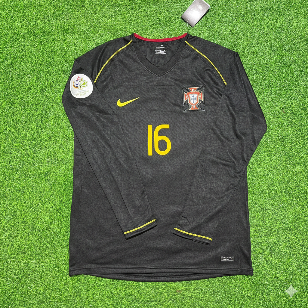 Ricardo Carvalho Portugal 2006 World Cup Long Sleeve Black Retro Football Jersey Pulses Football