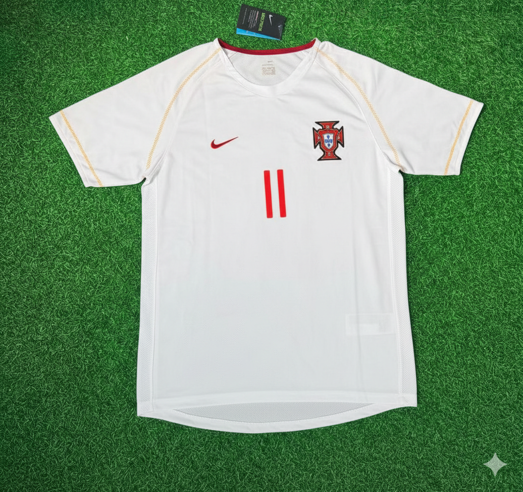 Sergio Conceiçáo Portugal 2002 Retro White Debut Football Jersey Pulses Football