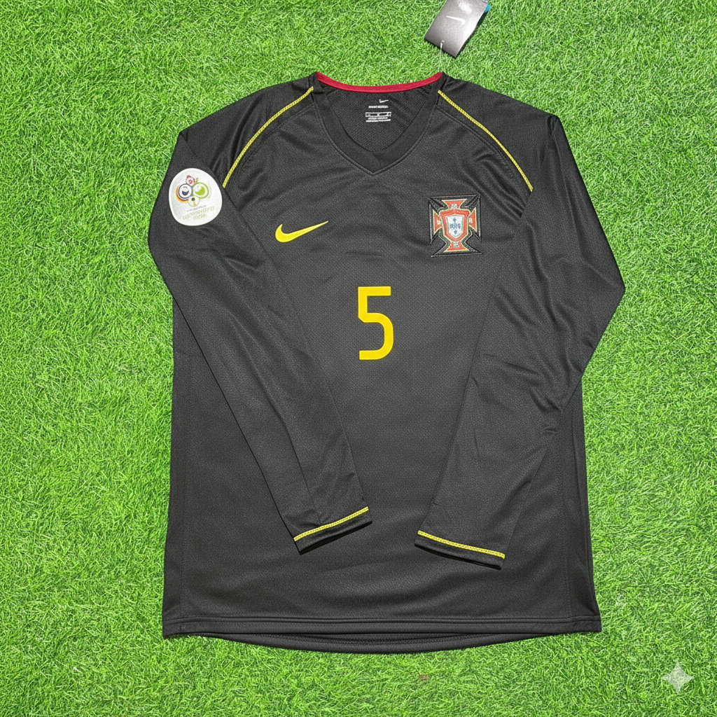 Fernando Meira Portugal 2006 World Cup Long Sleeve Black Retro Football Jersey Pulses Football