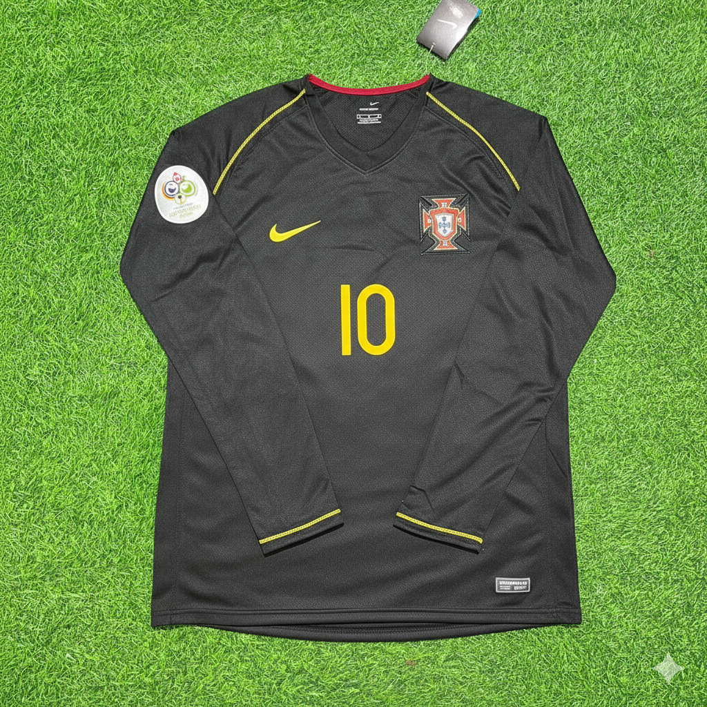 Hugo Viana Portugal 2006 World Cup Long Sleeve Black Retro Football Jersey Pulses Football
