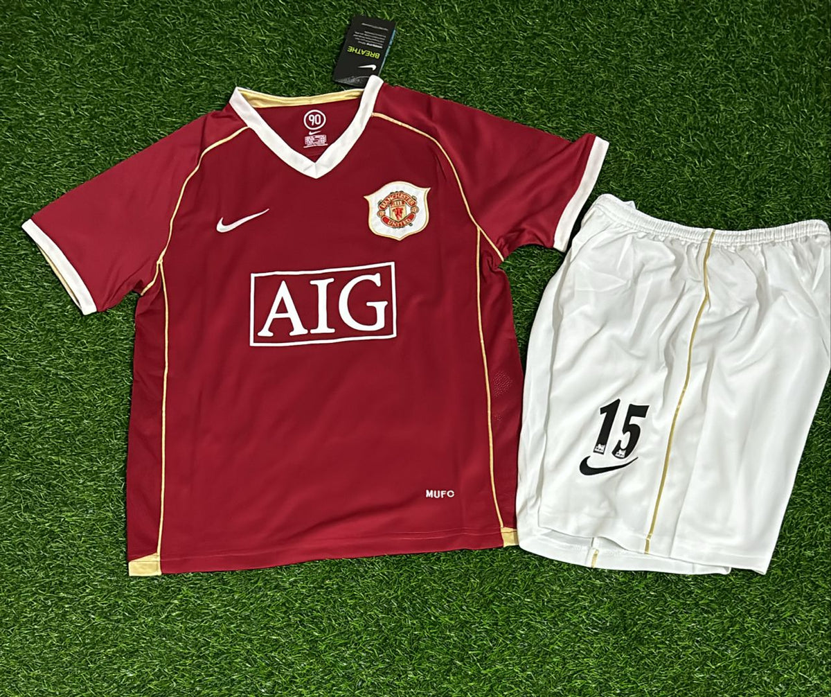 Nemanja Vidic Manchester United Kids 2006/07 Red Kit Soccer Jersey KinderTrikot Maglia Soccer Shirt Pulses Football