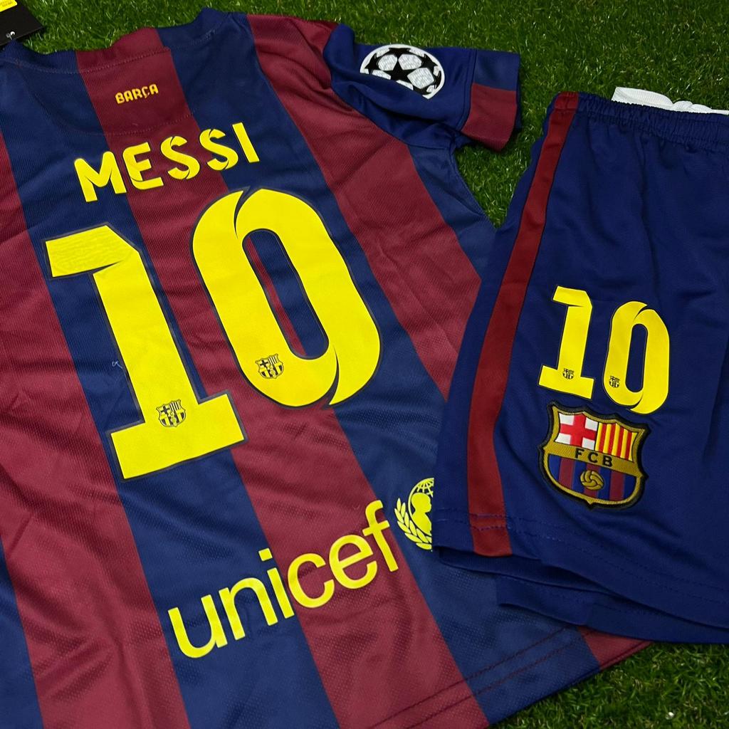 Lionel Messi Barcelona 14/15 Home Kids Kit Jersey for Children – | KinderTrikot | Maillot Enfant Soccer Shirt Pulses Football