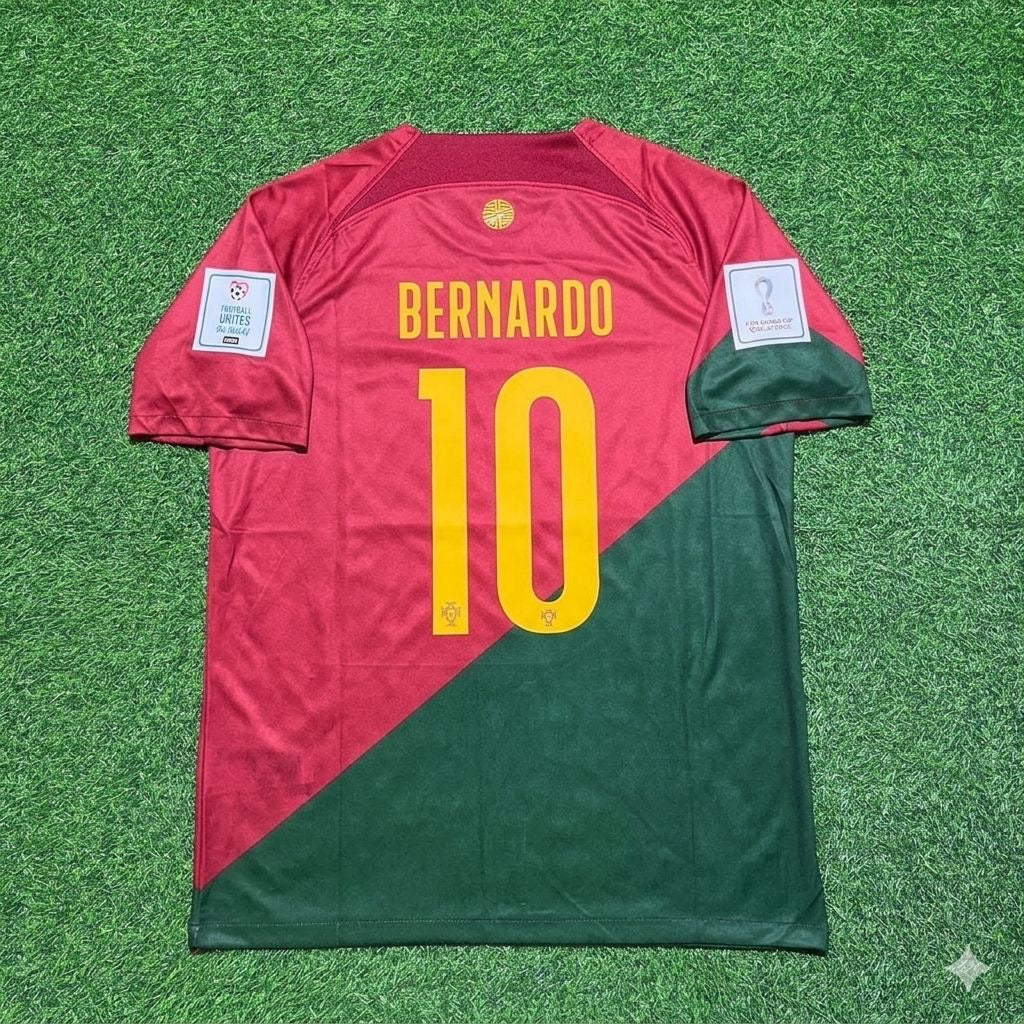 Bernardo Silva #10 Portugal 2022 World Cup Home Retro Football Jersey Pulses Football