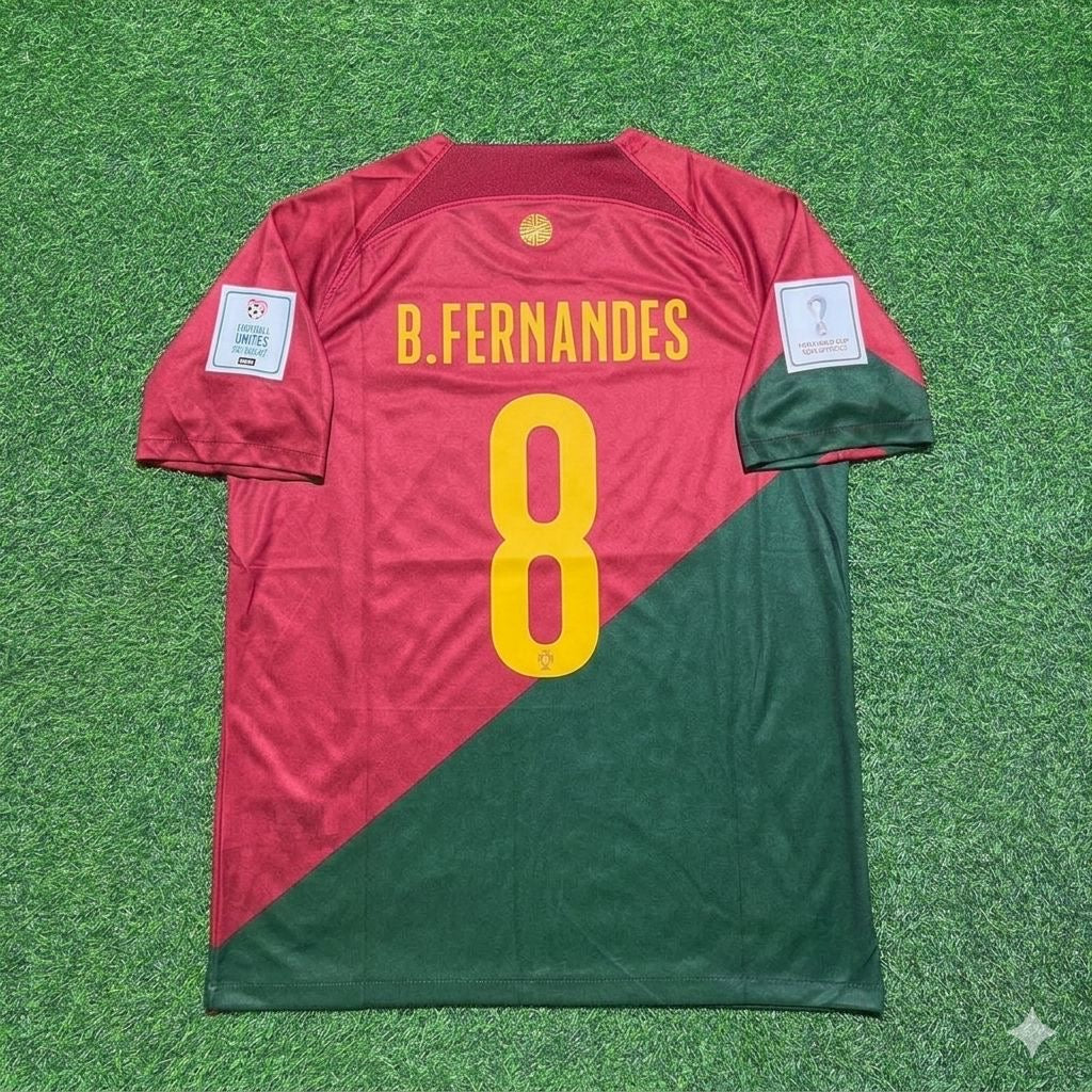 Bruno Fernandes #8 Portugal 2022 World Cup Home Retro Football Jersey Pulses Football