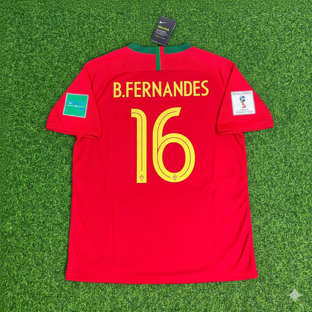 Bruno Fernandes Portugal 2018 World Cup Red Retro Football Jersey Pulses Football