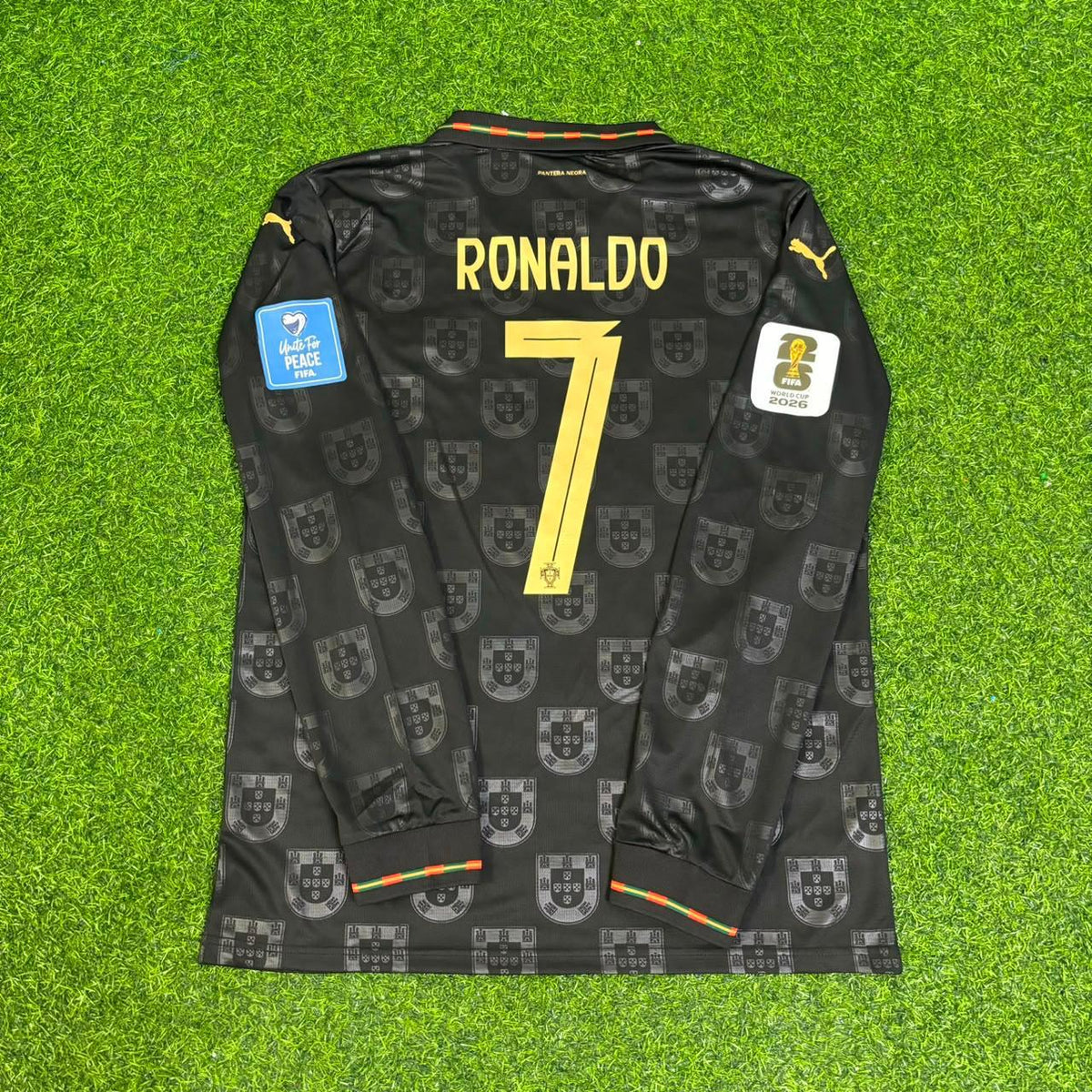 Cristiano Ronaldo Portugal 2026 World Cup Black Legacy Patch Long Sleeve Football Jersey Pulses Football
