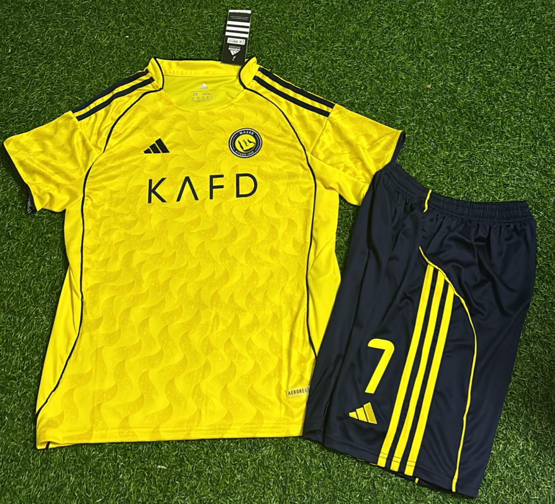 Cristiano Ronaldo CR7 Al Nassr Kids New Season Football Jersey Kit Pulses Football