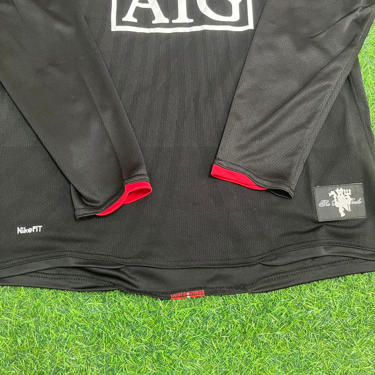 Cristiano Ronaldo Manchester United 2007/2008 Champions League Patch Black Retro Football Jersey Kit Pulses Football