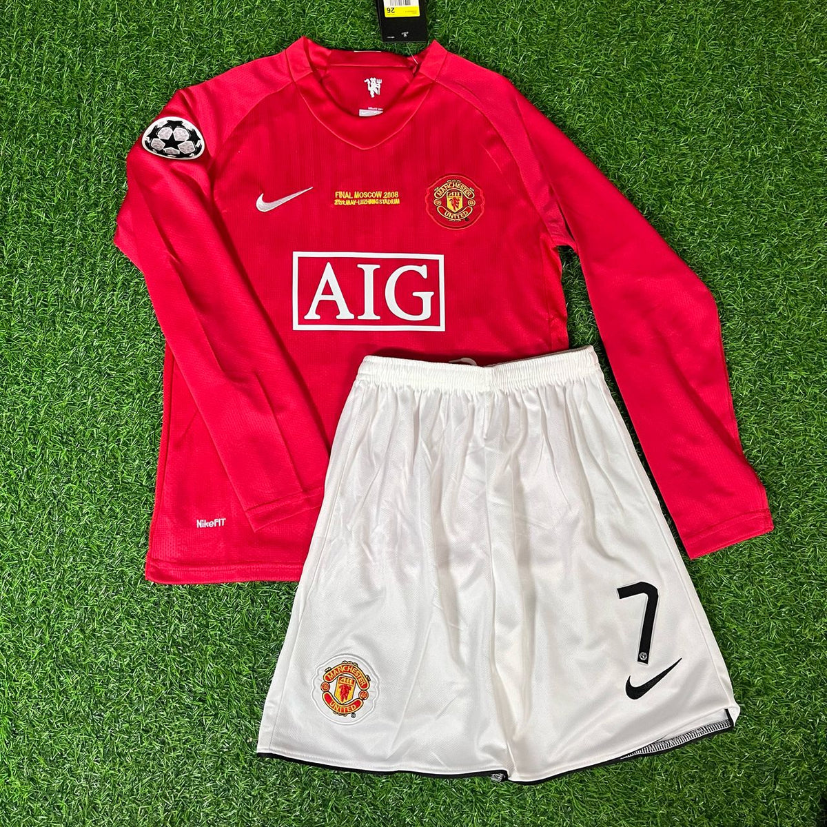 Cristiano Ronaldo 7 - Manchester United 2008 Final Red Long Sleeve Kit Jersey Trikot Maillot KinderTrikot Soccer Shirt Pulses Football