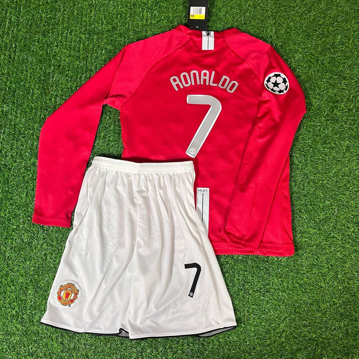 Cristiano Ronaldo 7 - Manchester United 2008 Final Red Long Sleeve Kit Jersey Trikot Maillot KinderTrikot Soccer Shirt Pulses Football