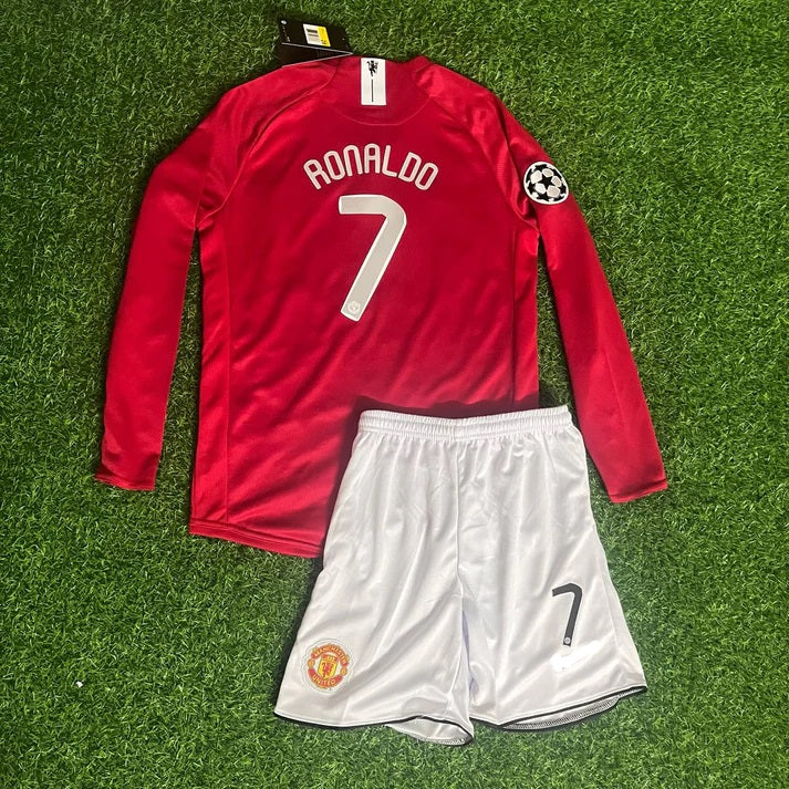 Cristiano Ronaldo 7 - Manchester United 2008 Final Red Long Sleeve Kit Jersey Trikot Maillot KinderTrikot Soccer Shirt Pulses Football
