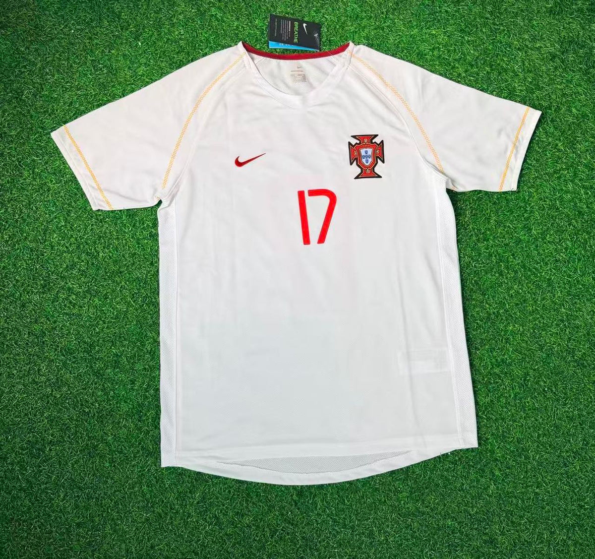 Cristiano Ronaldo Portugal 2002/2004 Retro White Debut Football Jersey Pulses Football