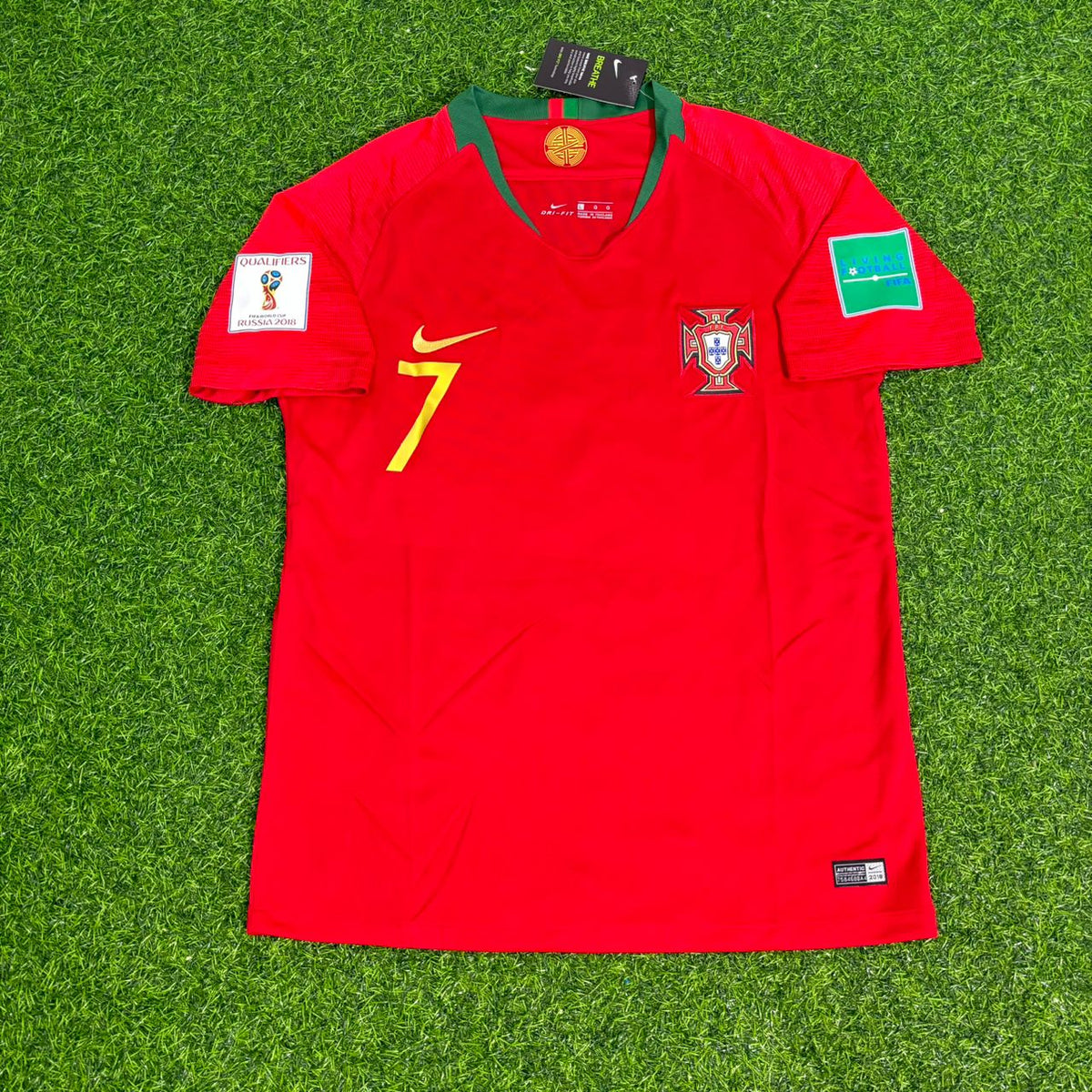 Cristiano Ronaldo Portugal 2018 World Cup Red Retro Football Jersey Pulses Football