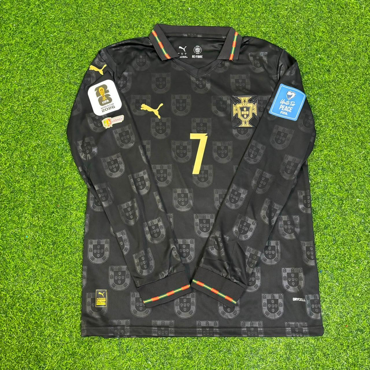 Cristiano Ronaldo Portugal 2026 World Cup Black Legacy Patch Long Sleeve Football Jersey Pulses Football