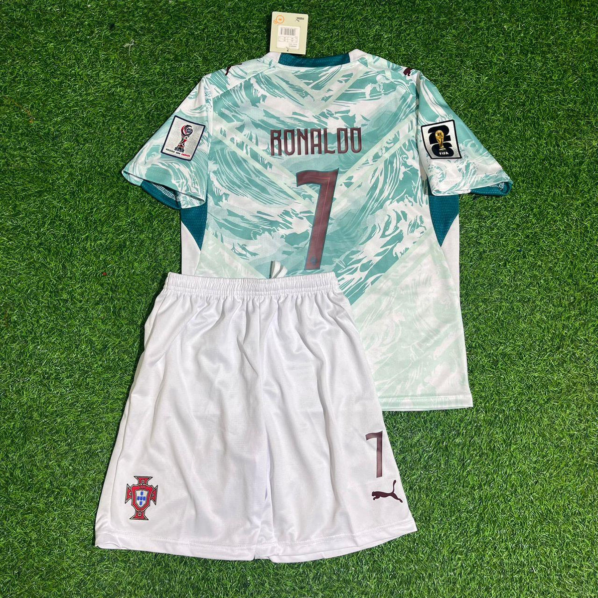 Cristiano Ronaldo Portugal 2026 World Cup Kids White Away Football Jersey Pulses Football