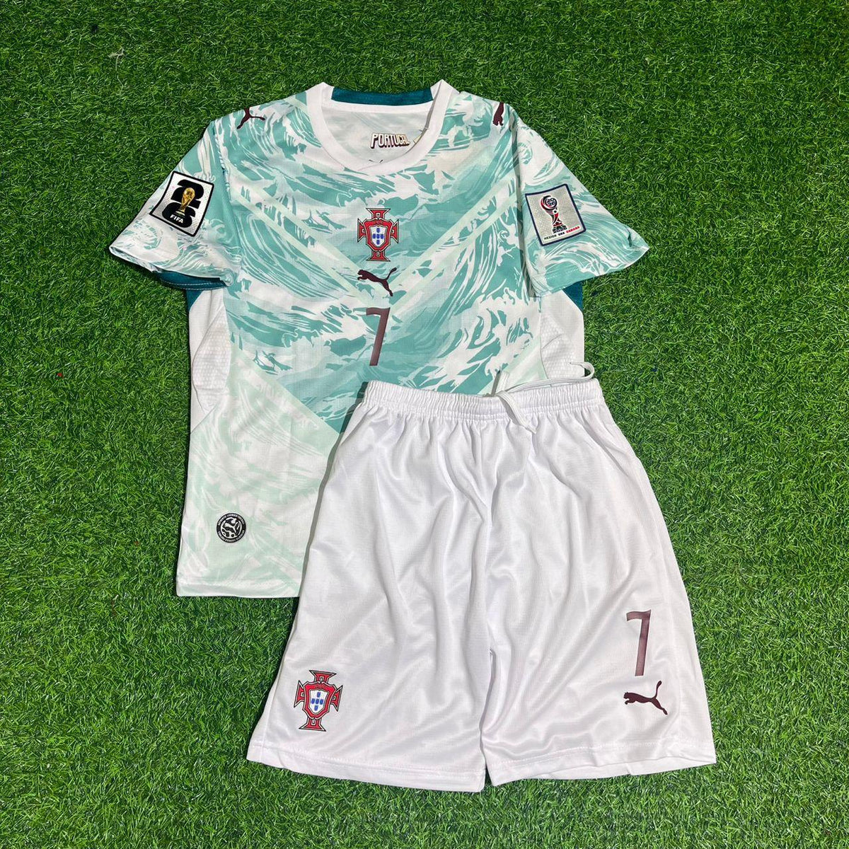 Cristiano Ronaldo Portugal 2026 World Cup Kids White Away Football Jersey Pulses Football