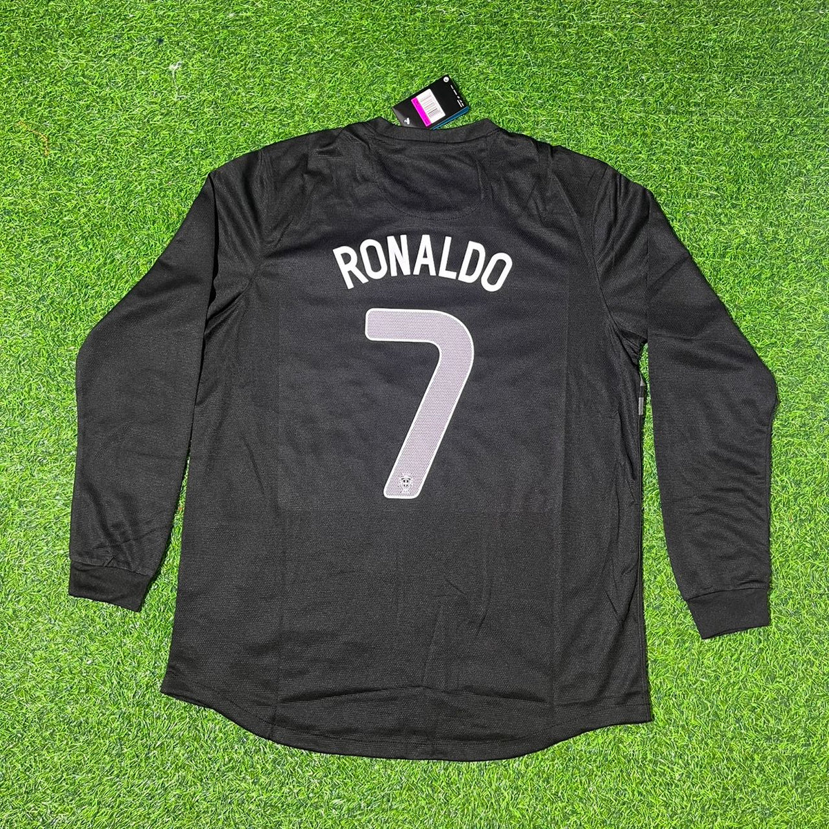 Cristiano Ronaldo #7 Portugal Euro 2012 Away Black Long Sleeve Retro Football Jersey Pulses Football