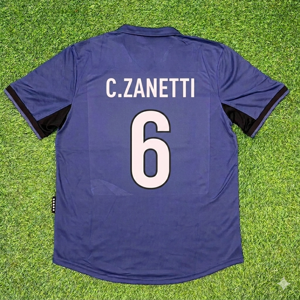 Cristiano Zanetti #6 Inter Milan 1998-1999 Home Retro Football Jersey Pulses Football