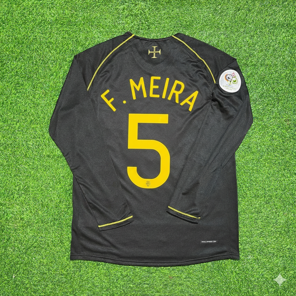Fernando Meira Portugal 2006 World Cup Long Sleeve Black Retro Football Jersey Pulses Football