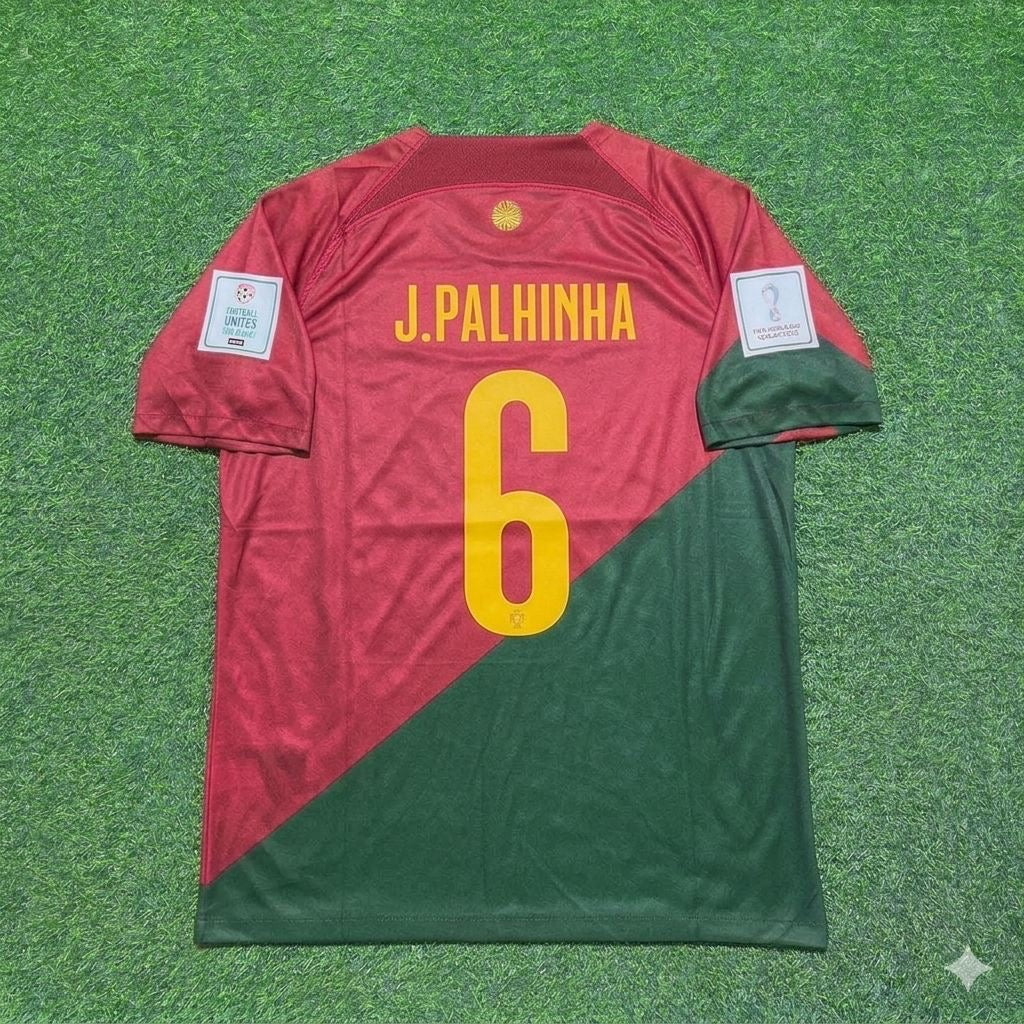 João Palhinha #6 Portugal 2022 World Cup Home Retro Football Jersey Pulses Football