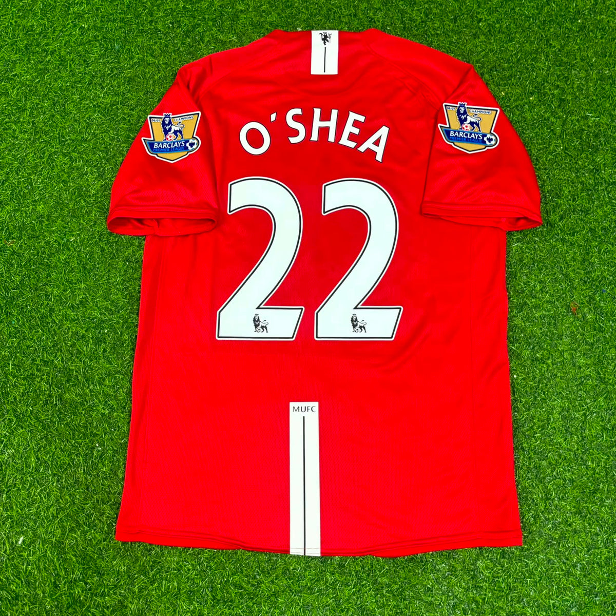 John O'Shea Manchester United 2007 2008 EPL Retro Red Jersey Trikot Pulses Football