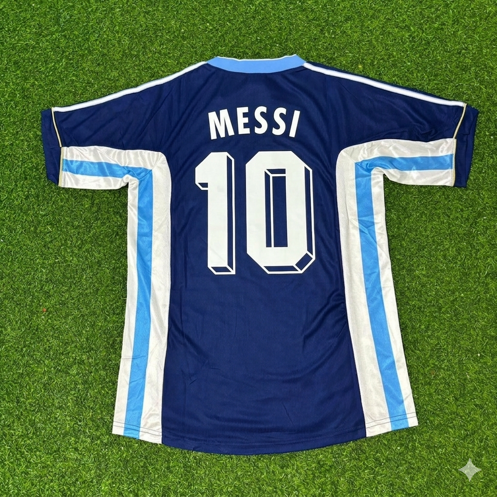 Lionel Messi #10 Argentina Blue Retro Football Jersey Pulses Football