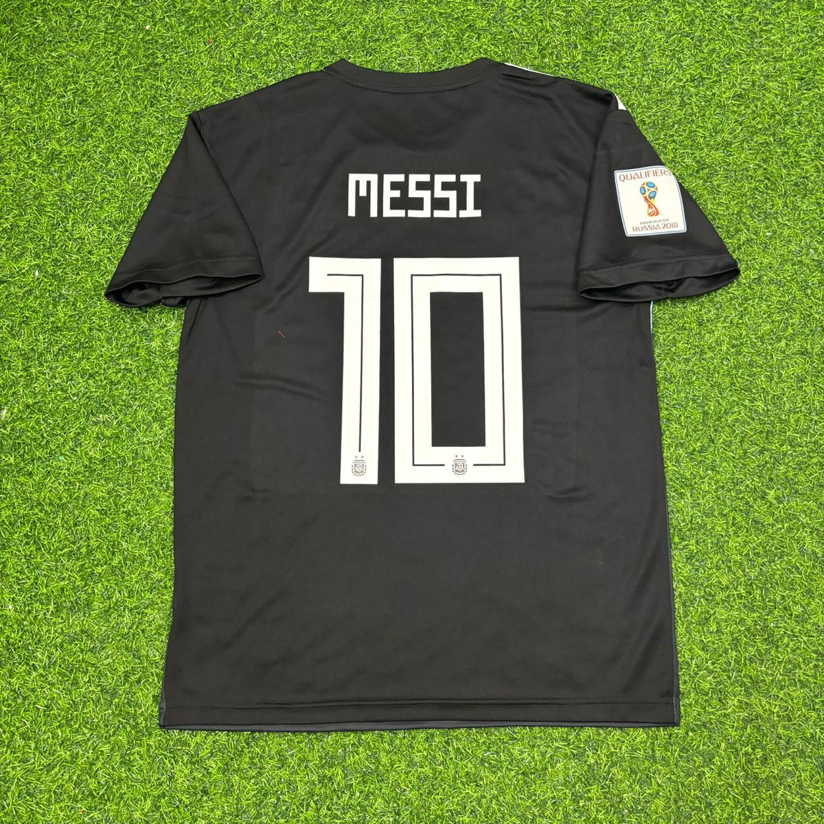 Lionel Messi Argentina 2018 World Cup Black Retro Football Jersey Pulses Football