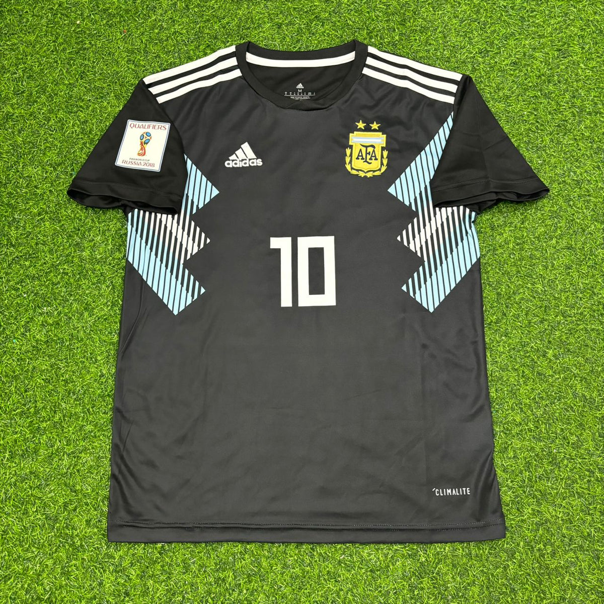Lionel Messi Argentina 2018 World Cup Black Retro Football Jersey Pulses Football