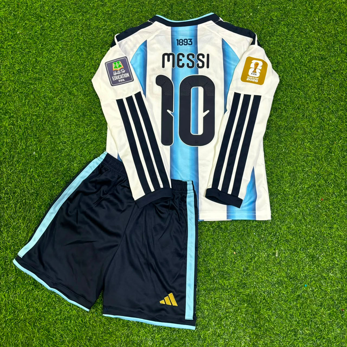 Lionel Messi Argentina 2026 World Cup Kids Long Sleeve Football Jersey Kit Pulses Football