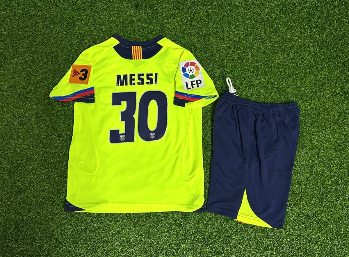 Lionel Messi Barcelona 2005 2006 Kids Retro Football Jersey Kit Pulses Football