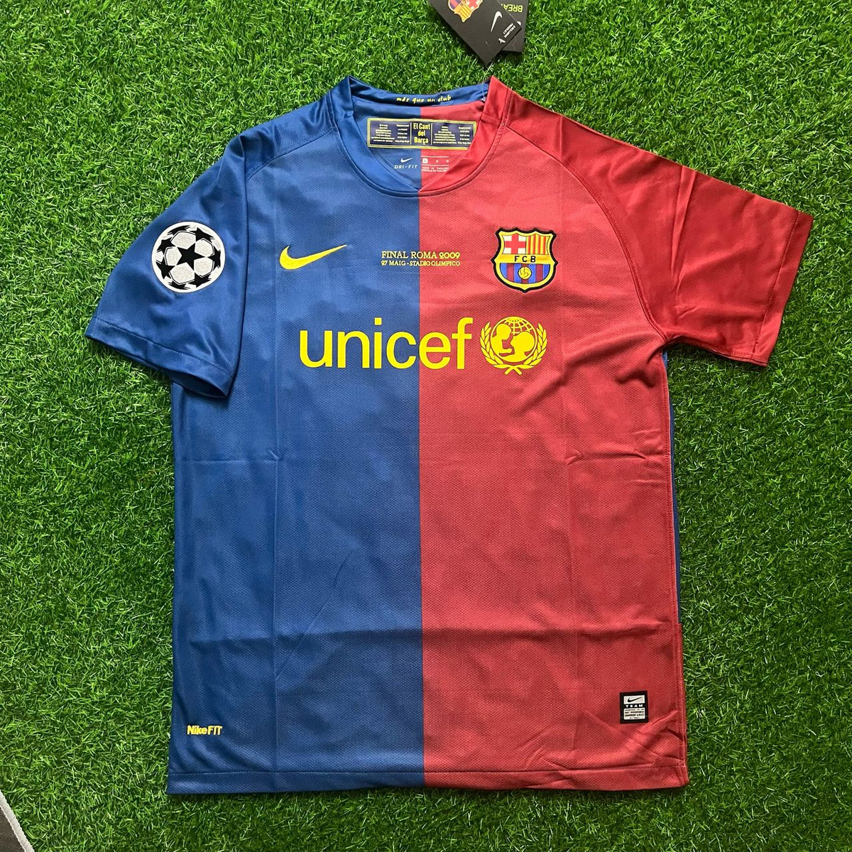 Lionel Messi Barcelona 2009 Roma Final Retro Jersey Trikot Maillot Pulses Football