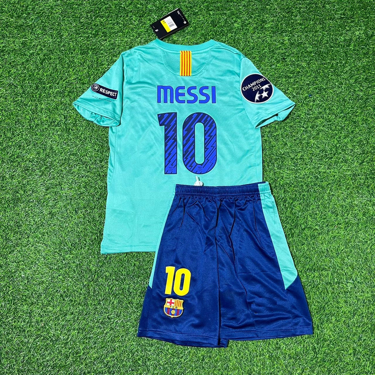 Lionel Messi Barcelona 2011/12 Blue Red Home Retro Kids Football Jersey Kit Pulses Football