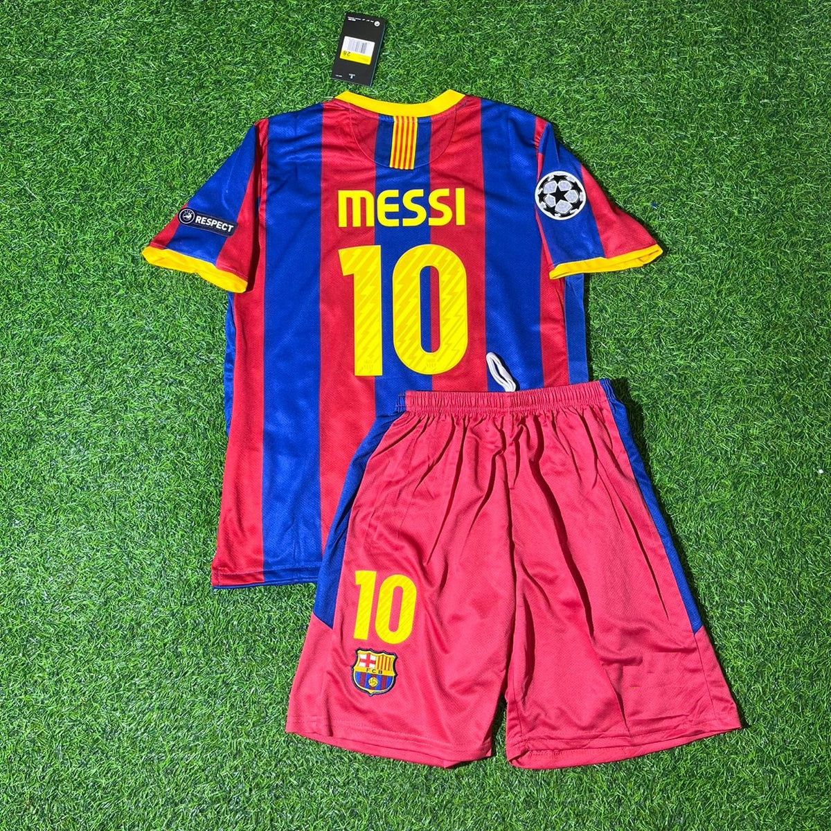 Lionel Messi Barcelona 2011 London Final Kids Retro Football Jersey Kit Pulses Football