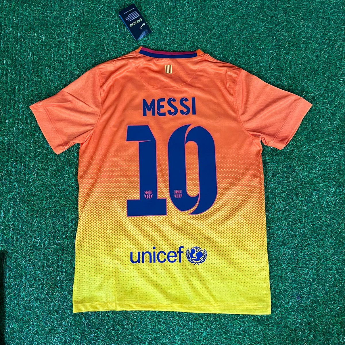 Lionel Messi 10 – Barcelona 2012–2013 Orange Retro Kit Jersey – | Trikot | Maillot Soccer Shirt Pulses Football