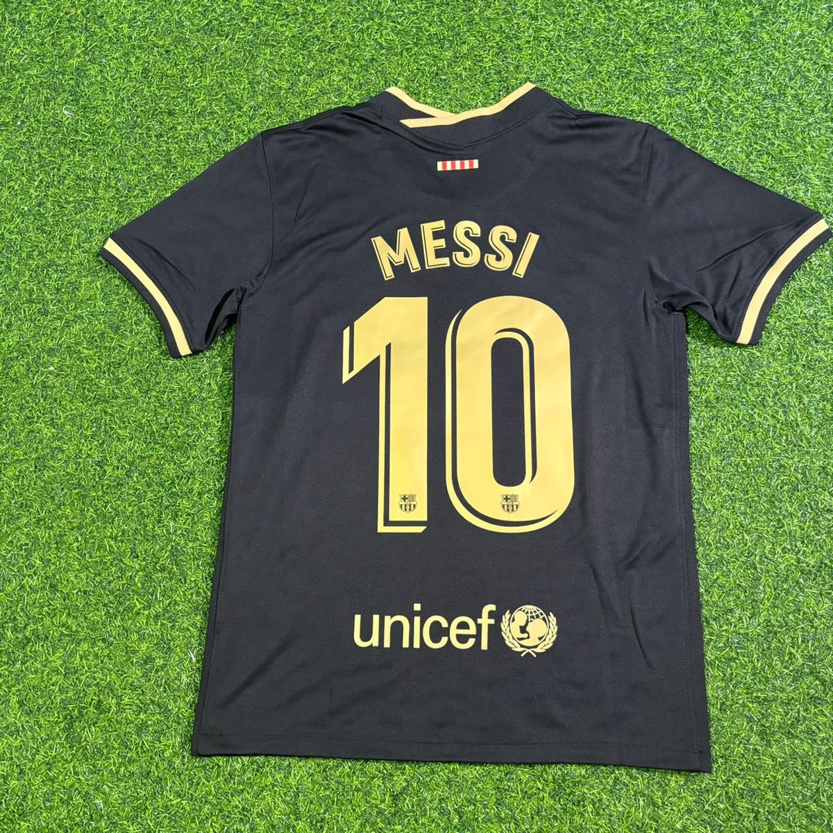 Lionel Messi Barcelona 2020-2021 Black Retro Football Jersey Pulses Football