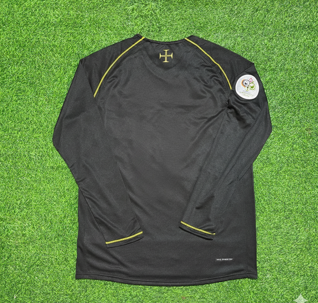 Portugal 2006 World Cup Long Sleeve Black Retro Football Jersey Pulses Football