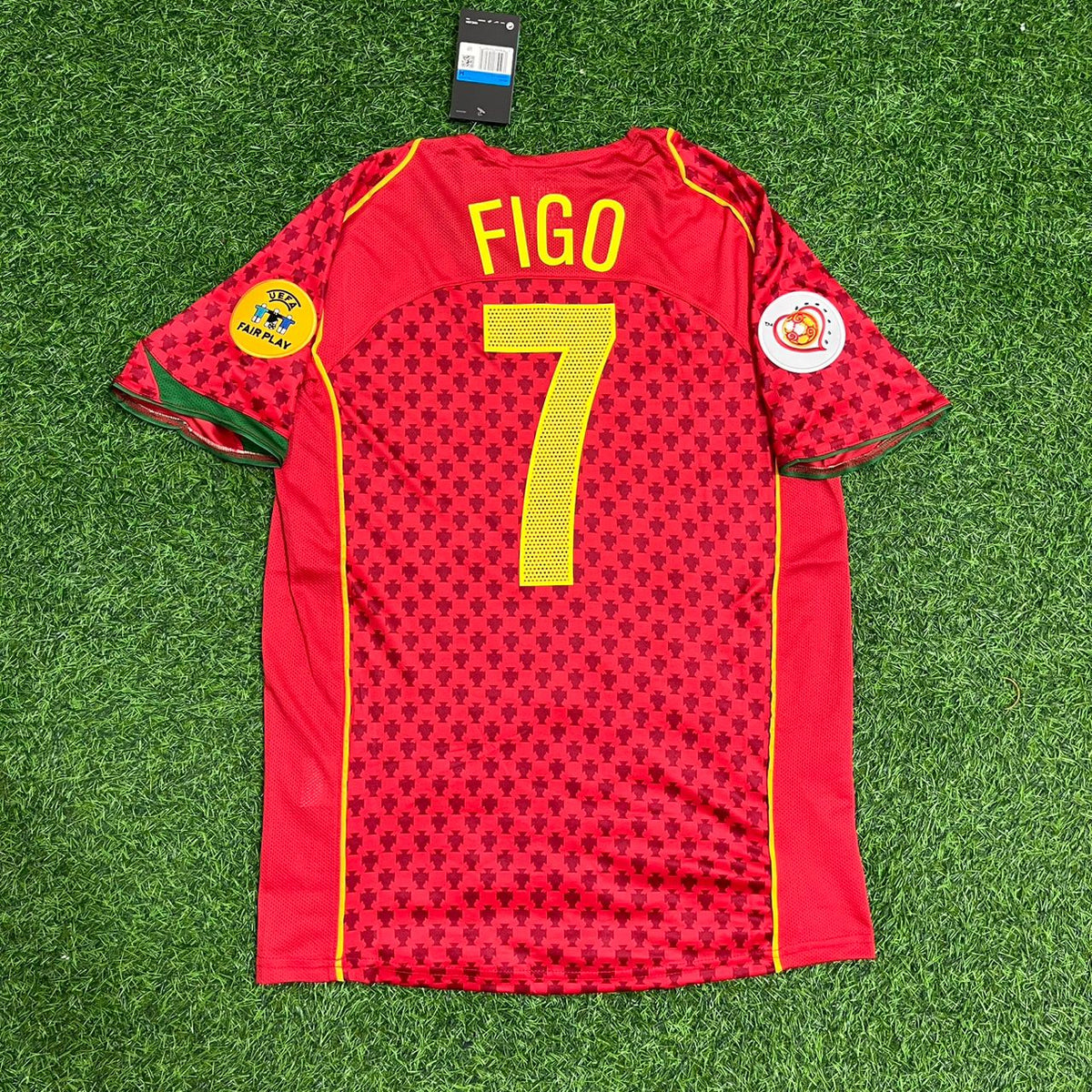 Luis Figo Portugal EURO 2004 Retro Home Red Jersey Trikot Pulses Football