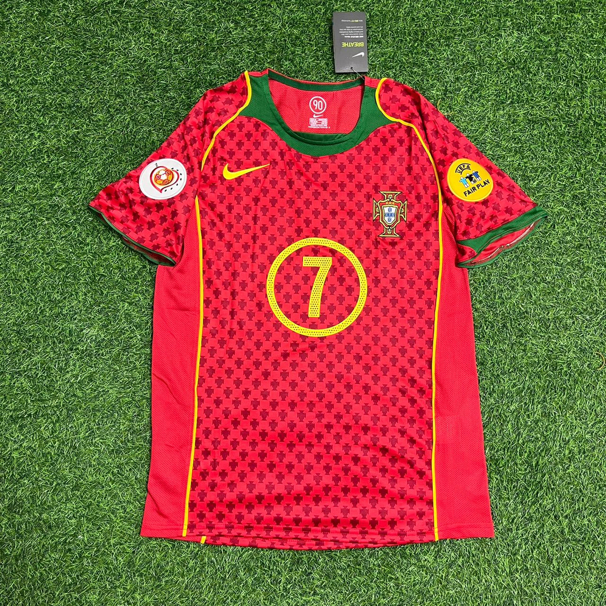Luis Figo Portugal EURO 2004 Retro Home Red Jersey Trikot Pulses Football