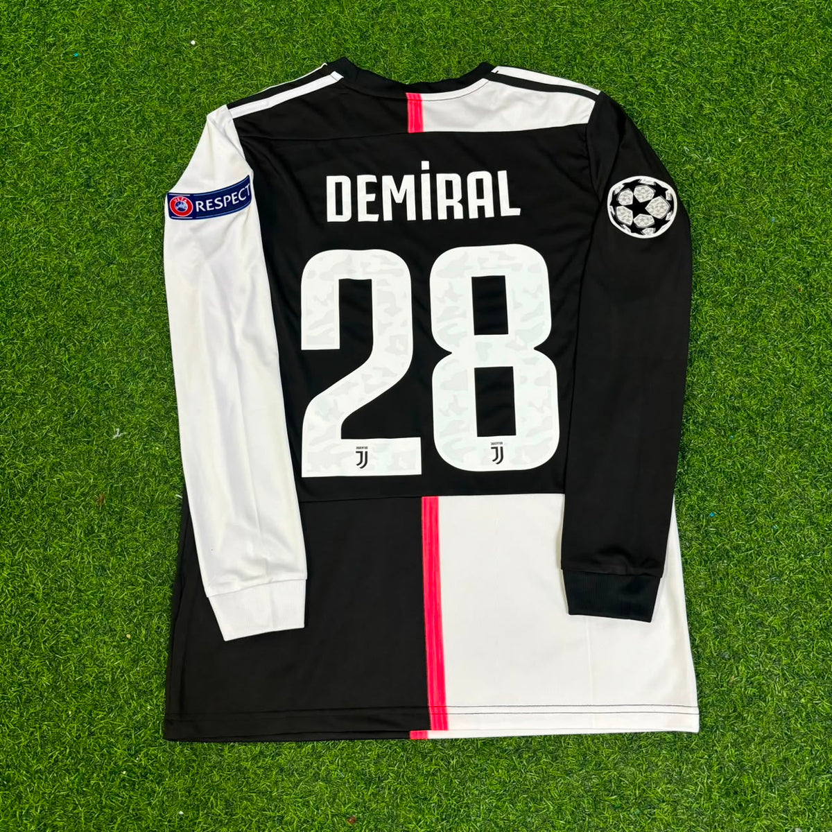 Merih Demiral 28- Juventus Long Sleeve 2019 2020 Retro White Black Jersey Trikot Maglia Pulses Football