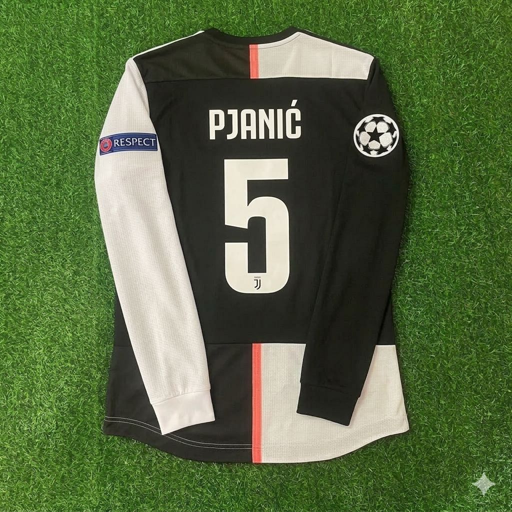 Miralem Pjanić 5- Juventus Long Sleeve 2019 2020 Retro White Black Jersey Trikot Maglia Pulses Football