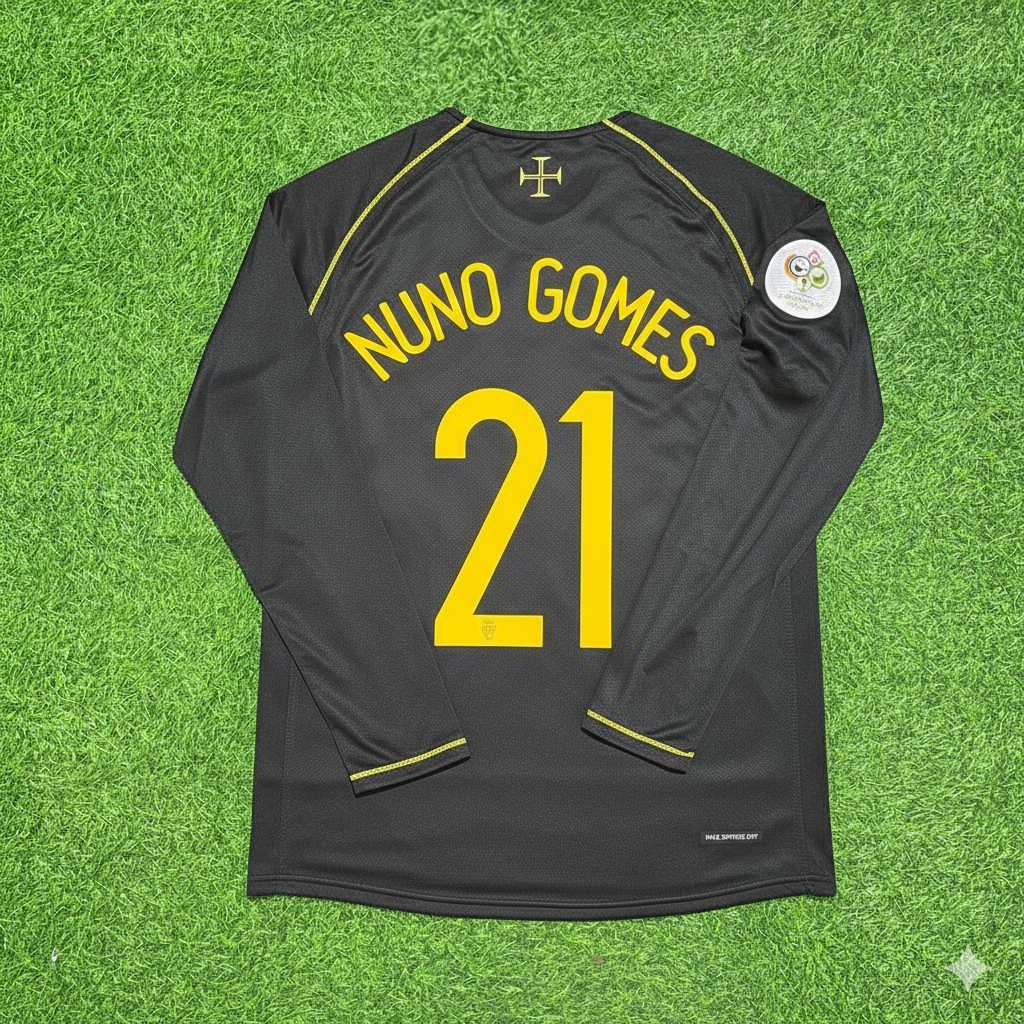 Nuno Gomes Portugal 2006 World Cup Long Sleeve Black Retro Football Jersey Pulses Football